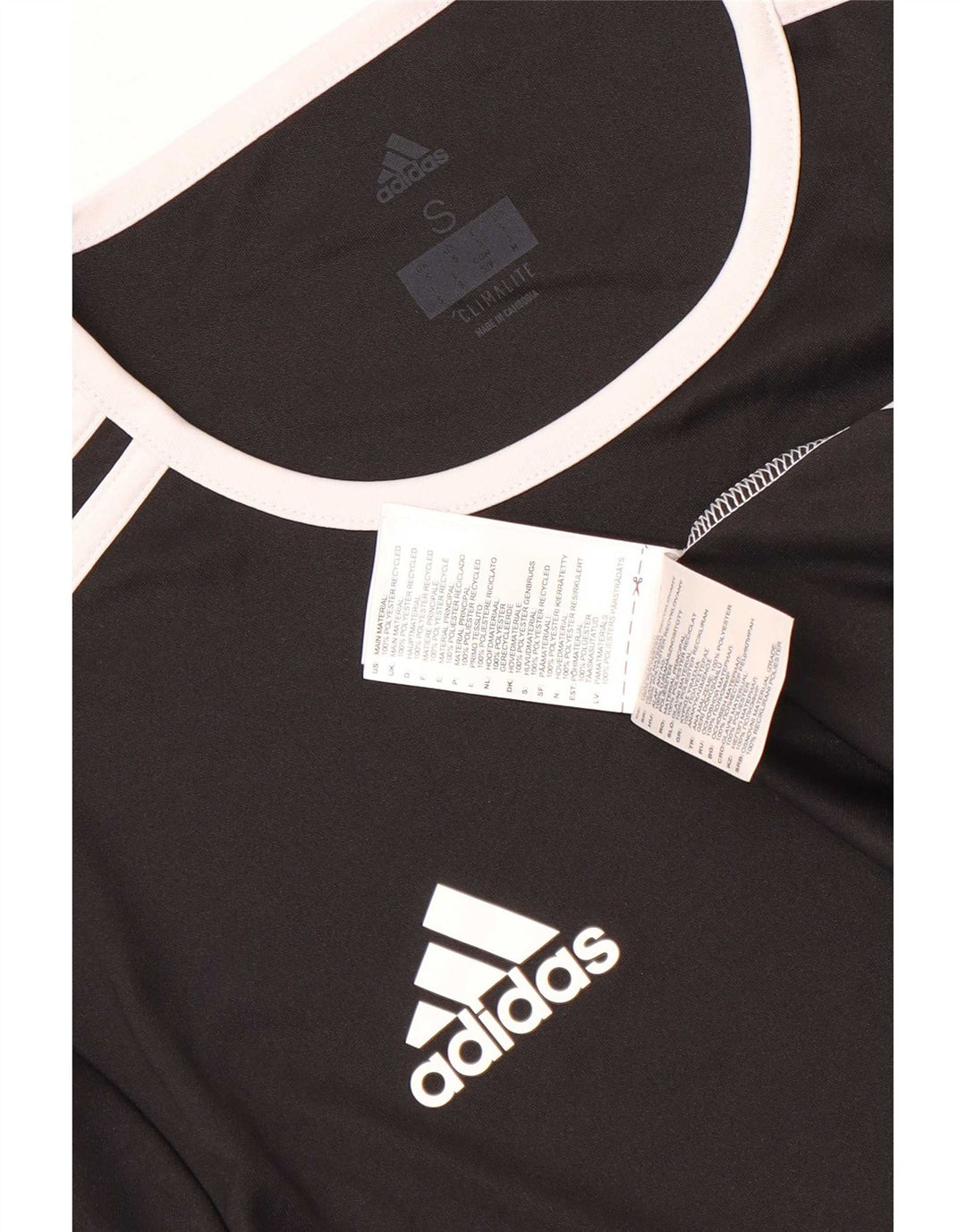 Adidas Męska koszulka Climalite Top, mała, czarna, z blokami kolorów, poliestrowa