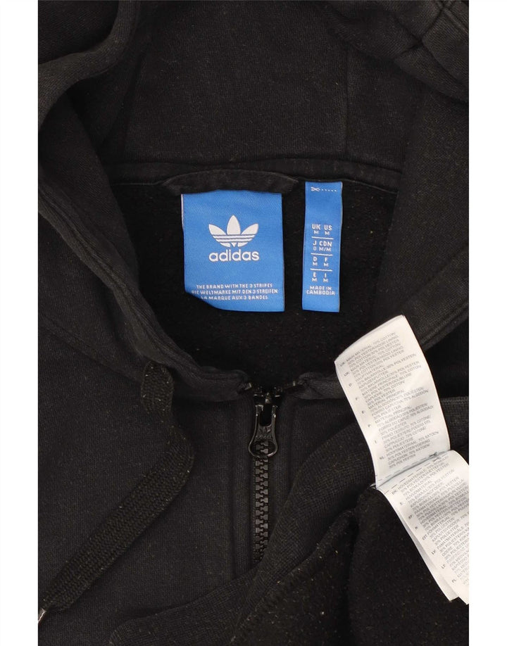 Adidas Męski sweter z kapturem i zamkiem błyskawicznym z trzema paskami, średni czarny, bawełniany