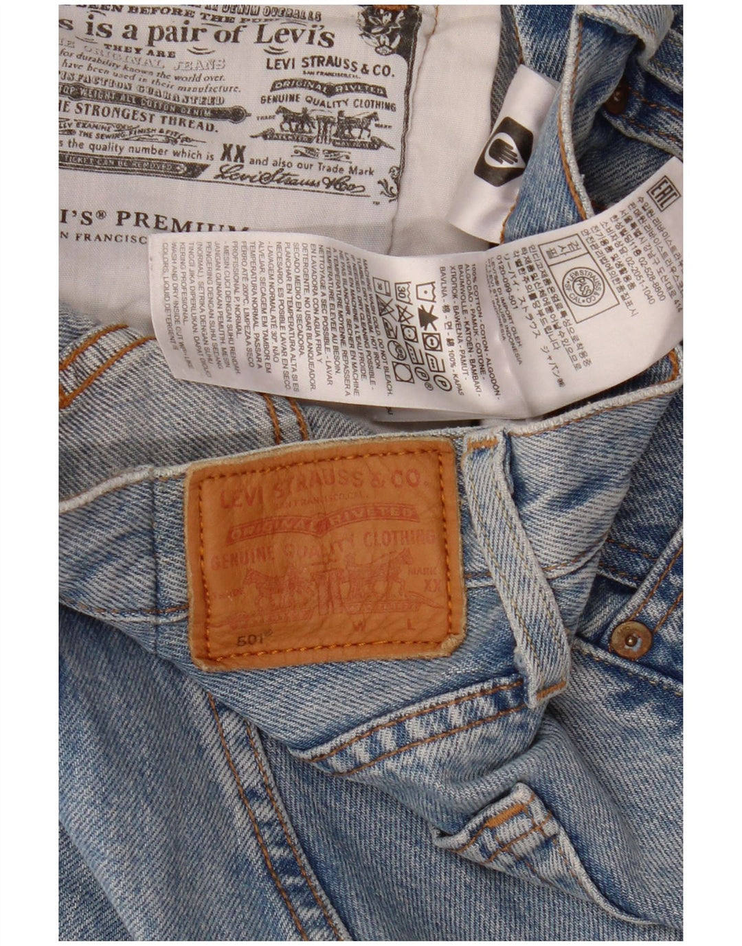 Damskie spodenki jeansowe LEVI'S 501 W27, małe, niebieskie, bawełniane