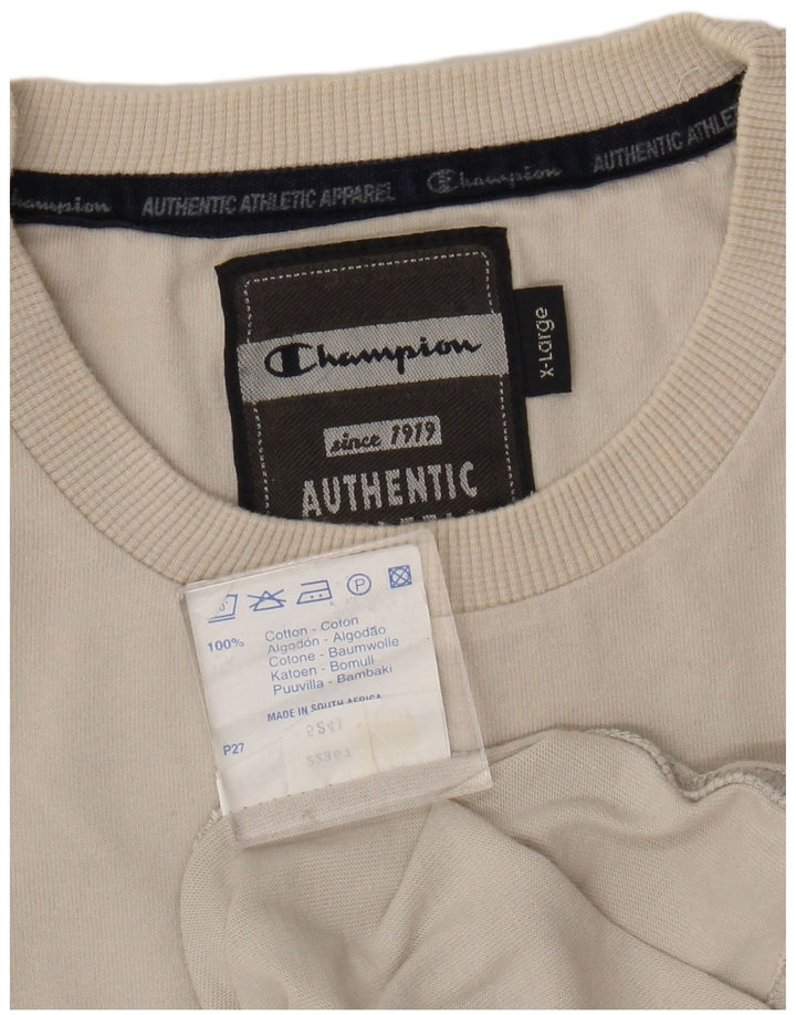 Męski top męski Champion z długim rękawem XL w kolorze złamanej bieli, bawełniany