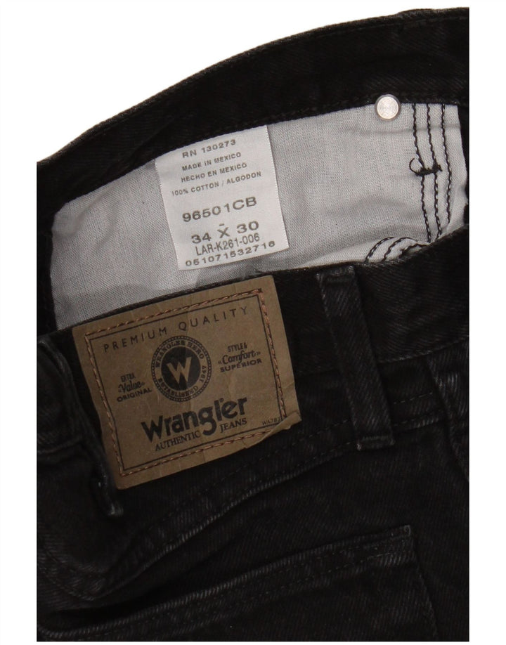 Męskie proste dżinsy Wrangler W34 L30, czarna bawełna