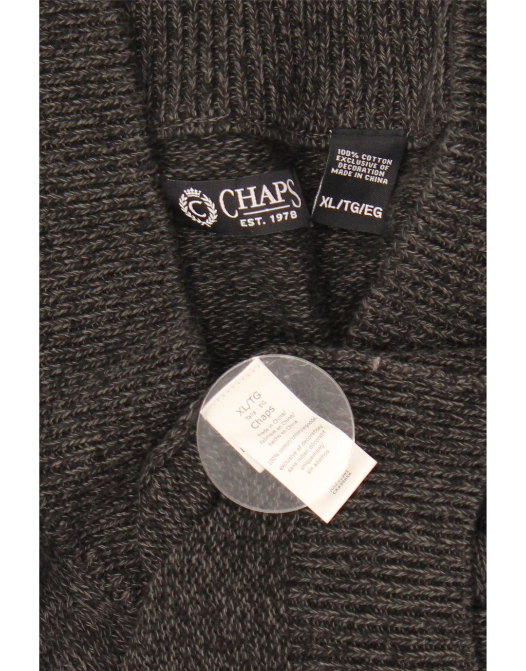 Męski sweter rozpinany CHAPS XL, szara, bawełniana w plamki