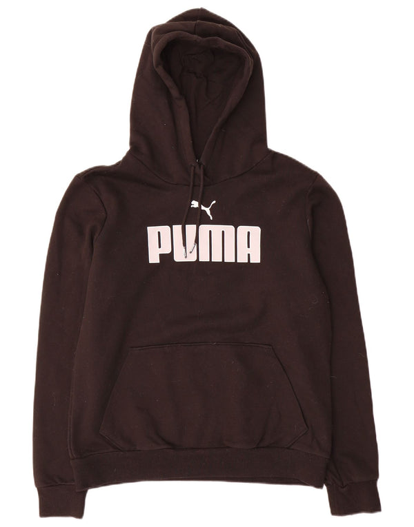 Puma Womens Graphic Hoodie Jumper UK 14 Medium Black