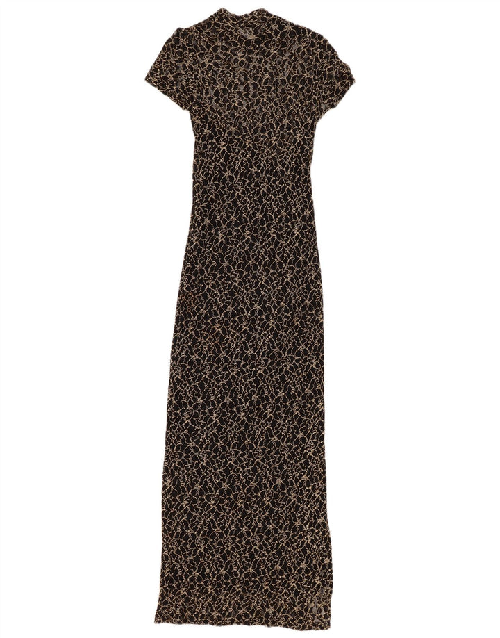 WALLIS Damska Petite Koronkowa Sukienka Maxi UK 8 Mała Czarna Kwiatowa Wiskoza