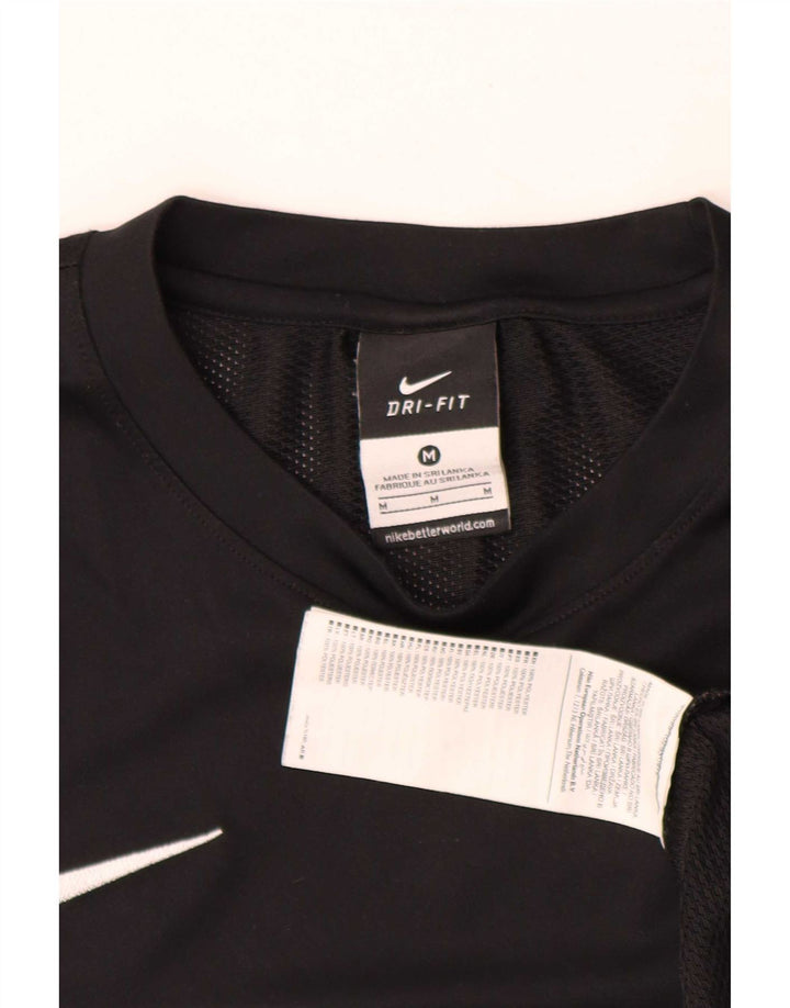 Męski T-shirt Nike Dri Fit Top, średni czarny poliester z blokami kolorów