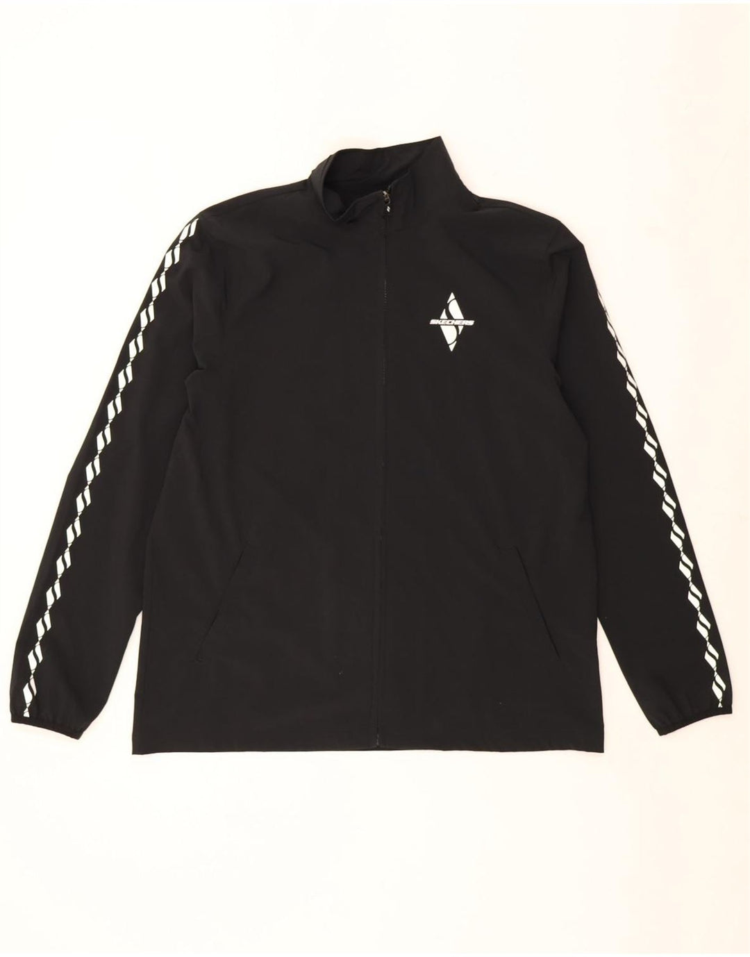 Męska kurtka dresowa Skechers z grafiką, duża, czarna, poliestrowa