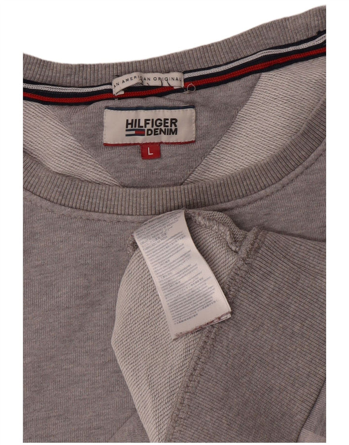 Męska bluza z grafiką Tommy Hilfiger, duża, szara, bawełniana