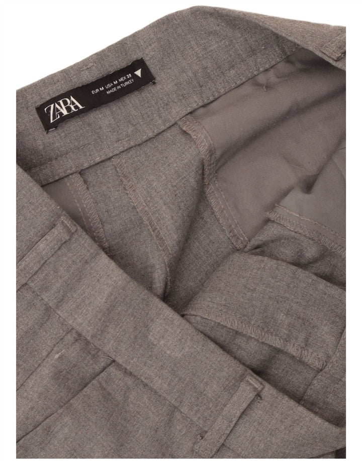 Damskie spodnie chino z szeroką nogawką Zara, średnie W30 L30, szare