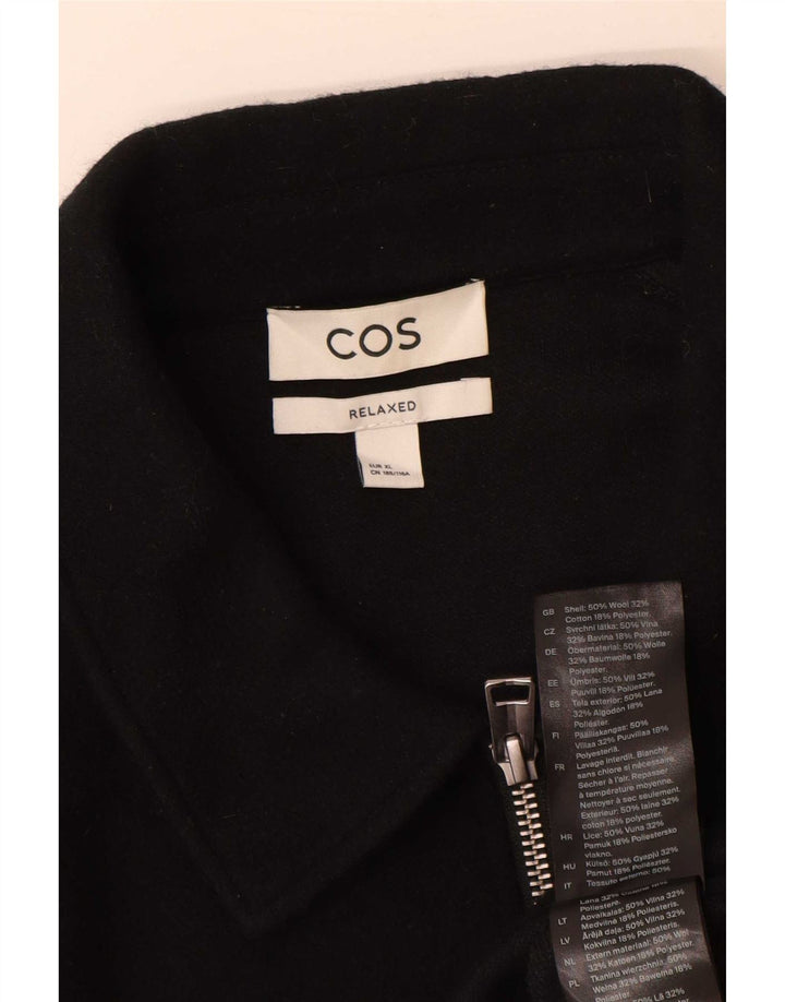 Cos Męski sweter polo o luźnym kroju XL, czarna wełna
