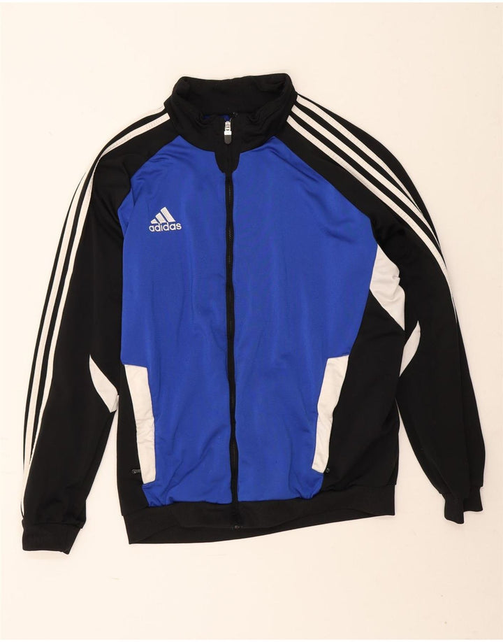 Adidas Męska bluza dresowa UK 44/46 Duży niebieski poliester z blokami kolorów