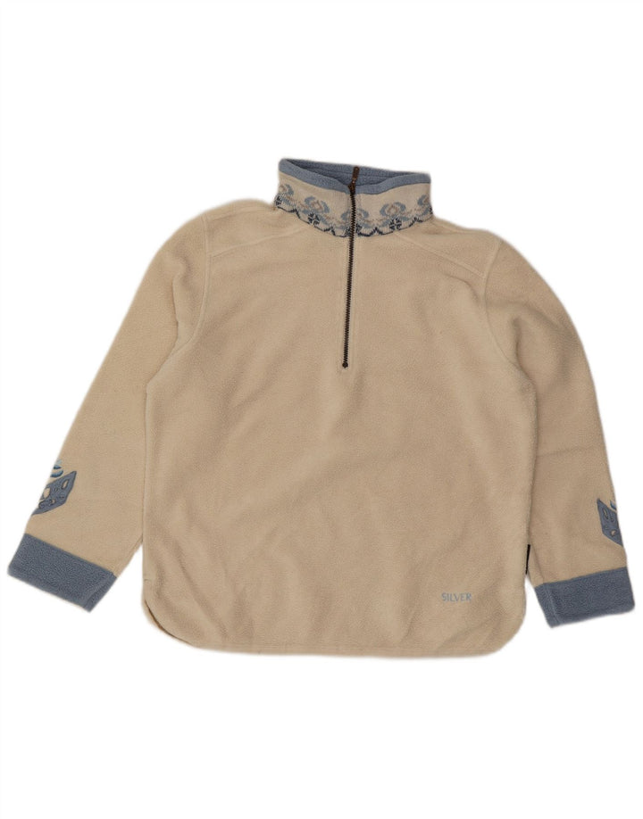 POLARTEC Damski sweter polarowy z zamkiem błyskawicznym UK 16, duży, biały poliester