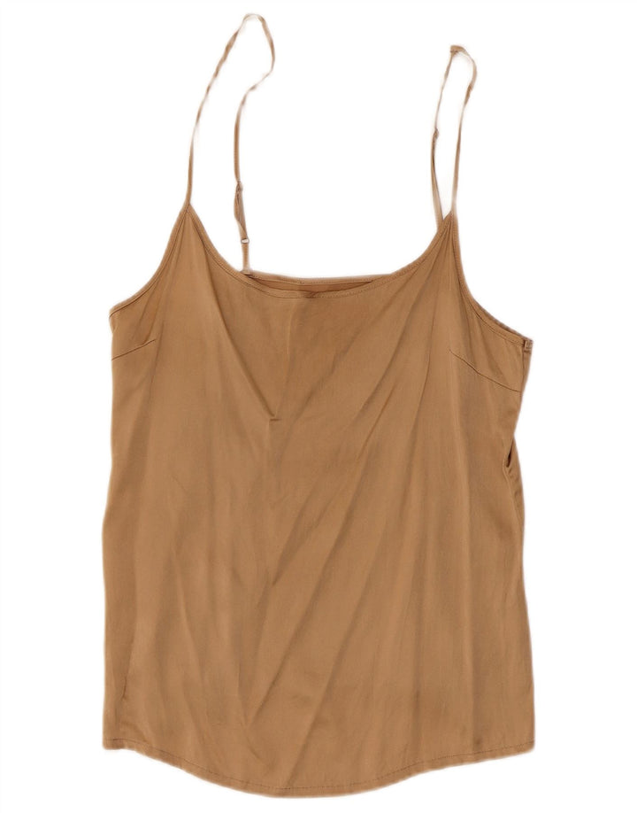 Vintage damski top na ramiączkach UK 8, mały, brązowy jedwab