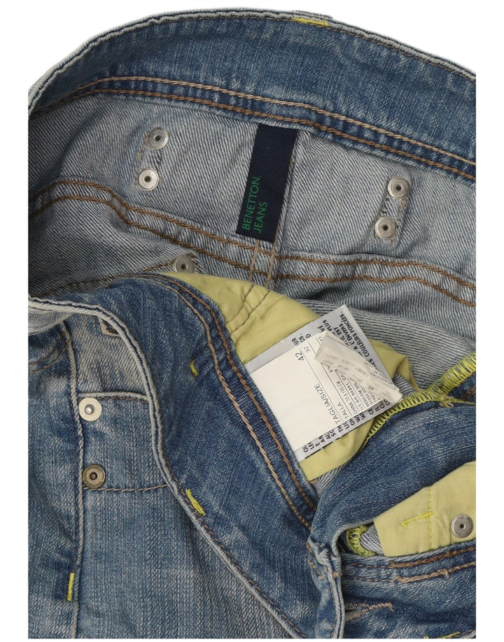 Damska mini spódniczka dżinsowa Benetton IT 42 Medium W32 Niebieska bawełna
