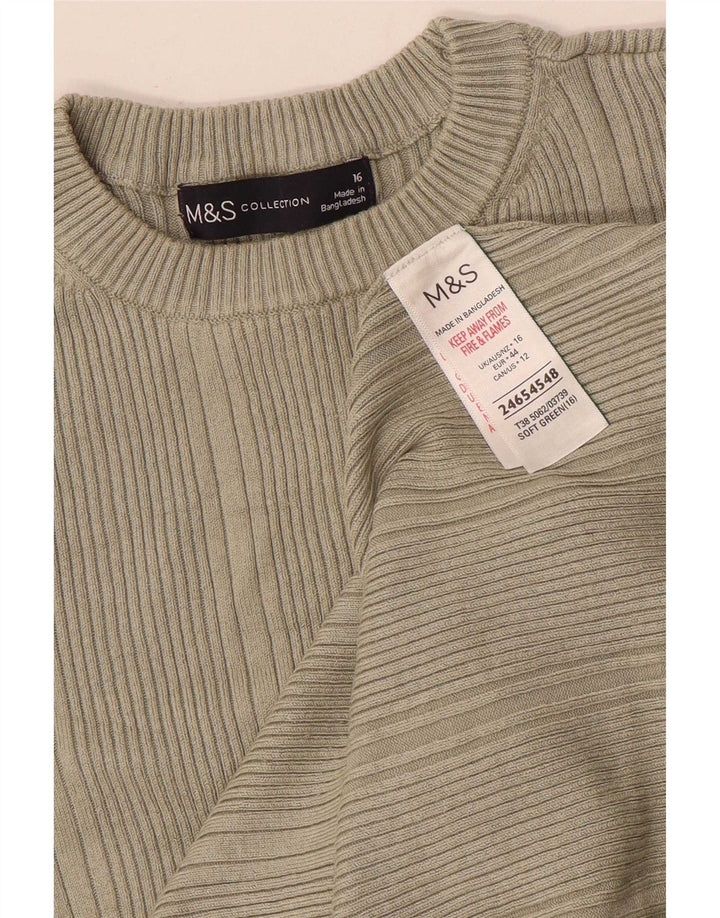 Marks & Spencer Damski top z długim rękawem, UK 16, duży, wiskoza khaki