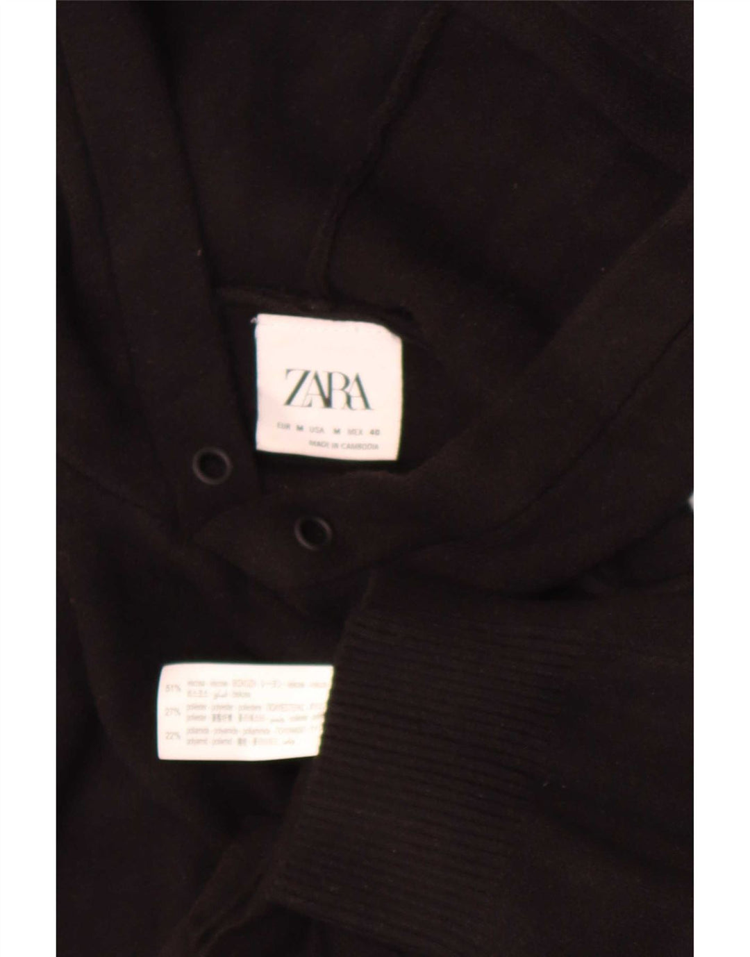 Męski sweter z kapturem Zara, średnia czarna wiskoza