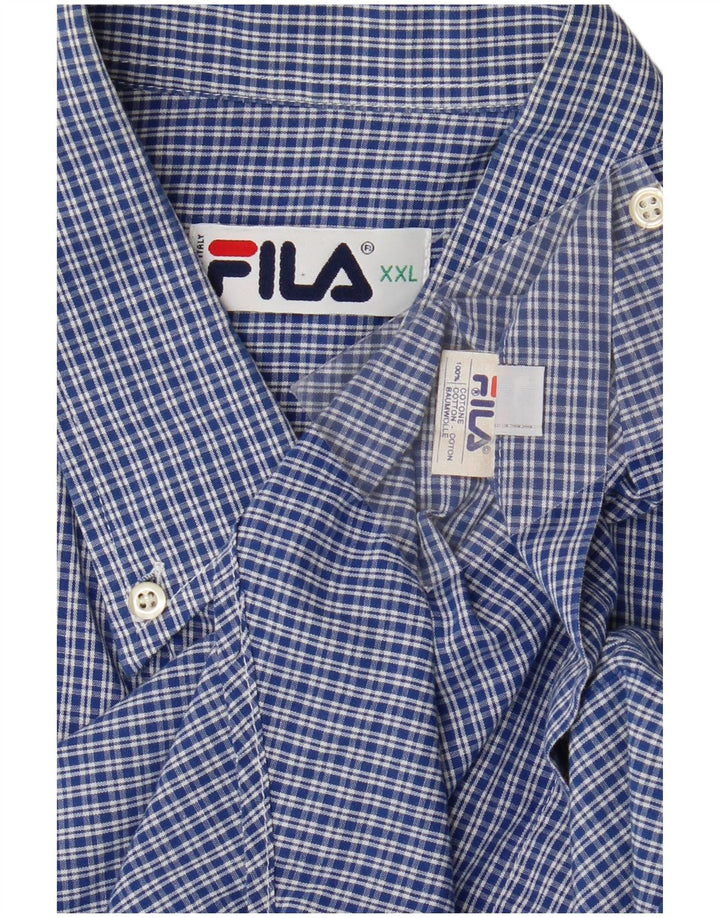 Koszula męska z krótkim rękawem Fila 2XL, bawełniana niebieska kratka
