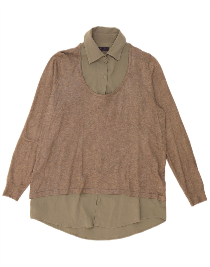 Damska koszula sweterkowa Marks & Spencer UK 14, duża, wiskoza khaki