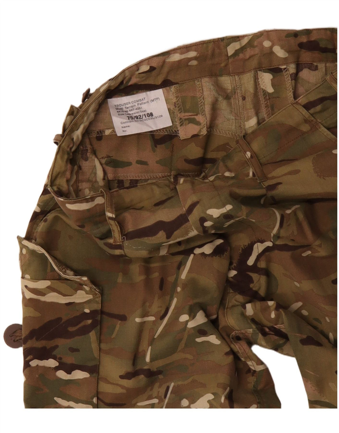 Męskie proste spodnie cargo w stylu vintage W34 L29 Khaki, bawełna w kamuflażu