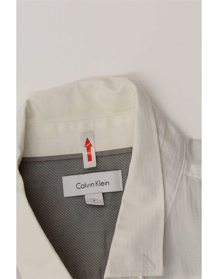 Męska koszula z krótkim rękawem Calvin Klein, duża, biała, bawełniana