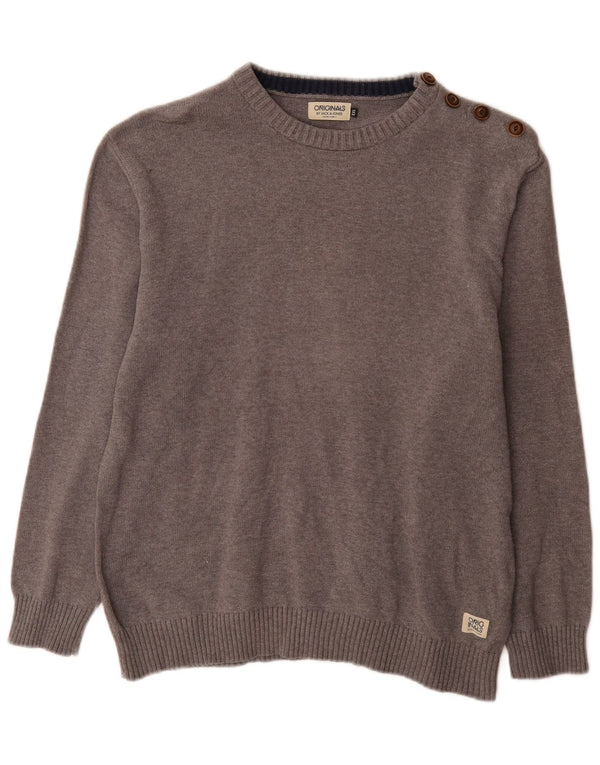 Męski sweter Jack & Jones z dekoltem w łódkę, 2XL, szara bawełna