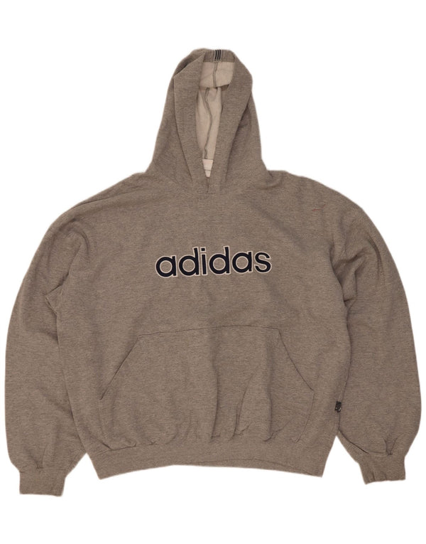 Adidas Męska bluza z kapturem z grafiką XL, szara, nakrapiana bawełna