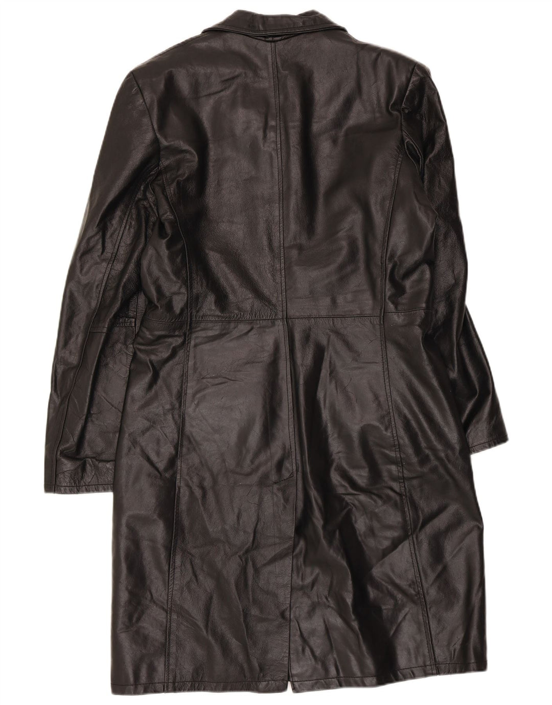 Vintage damski płaszcz skórzany UK 18 XL czarna skóra
