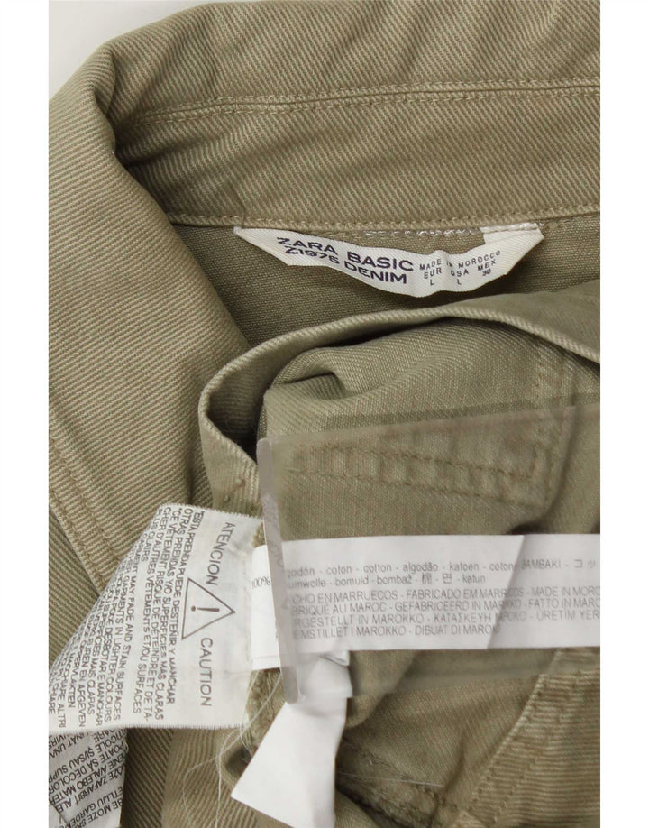 Damska kurtka dżinsowa Zara Crop UK 16, duża, bawełniana khaki