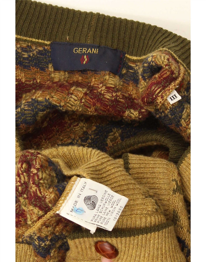 Męski sweter rozpinany Gerani, duży, beżowy, z wełny w kwiaty