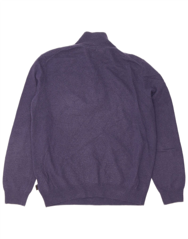 Męski sweter z zamkiem błyskawicznym Hugo Boss, duży, granatowy, z dziewiczej wełny