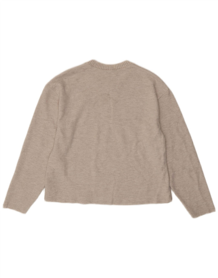 Damski sweter oversize ZARA z dekoltem w łódkę UK 10, mały beżowy poliester