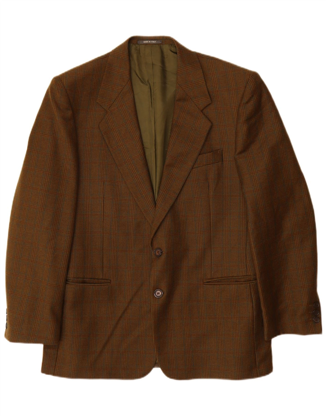 Męska marynarka zapinana na 2 guziki VINTAGE UK 38 Średni brąz w pepitkę