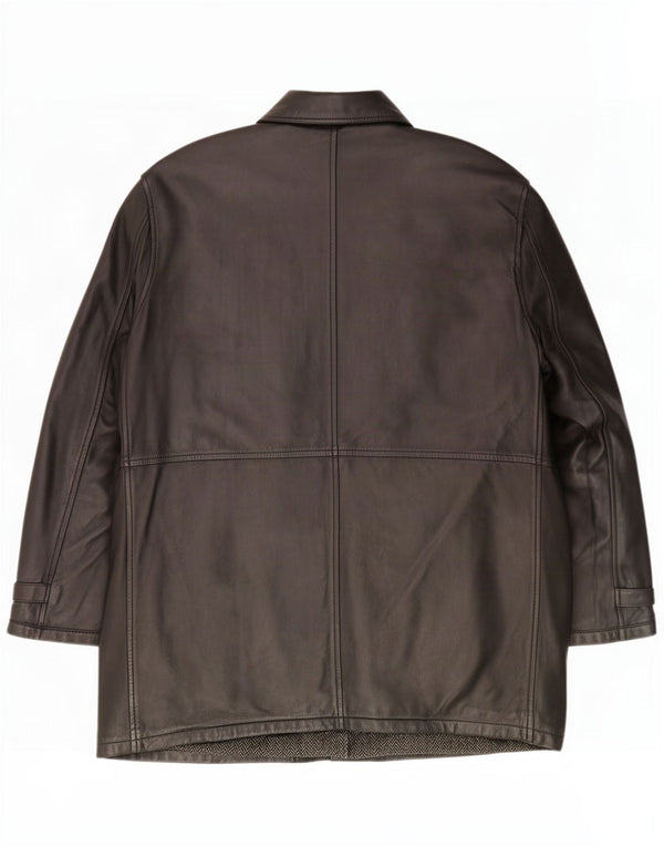 The Bostanian Womens Oversized Leather Coat UK 16 Large Black
