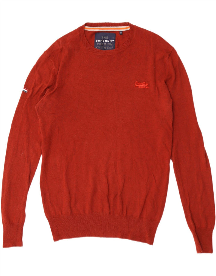 SUPERDRY Męski sweter z okrągłym dekoltem, średnio bordowa bawełna