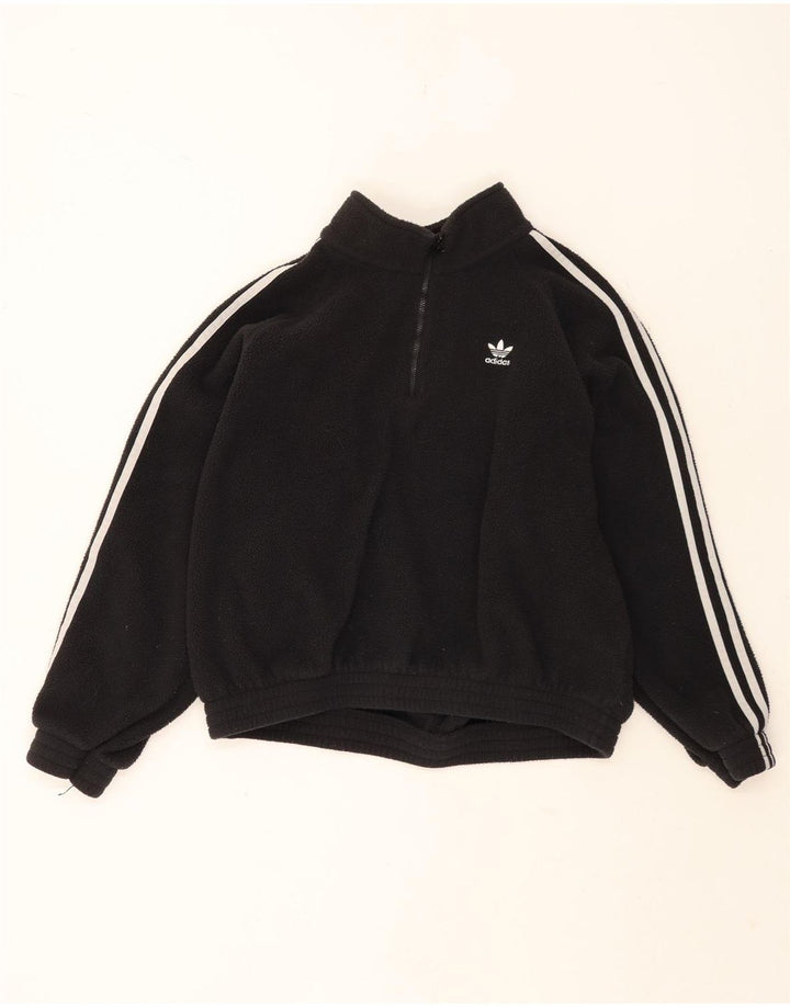 Damska bluza polarowa Adidas z zamkiem błyskawicznym, oversize UK 10, mały, czarny poliester