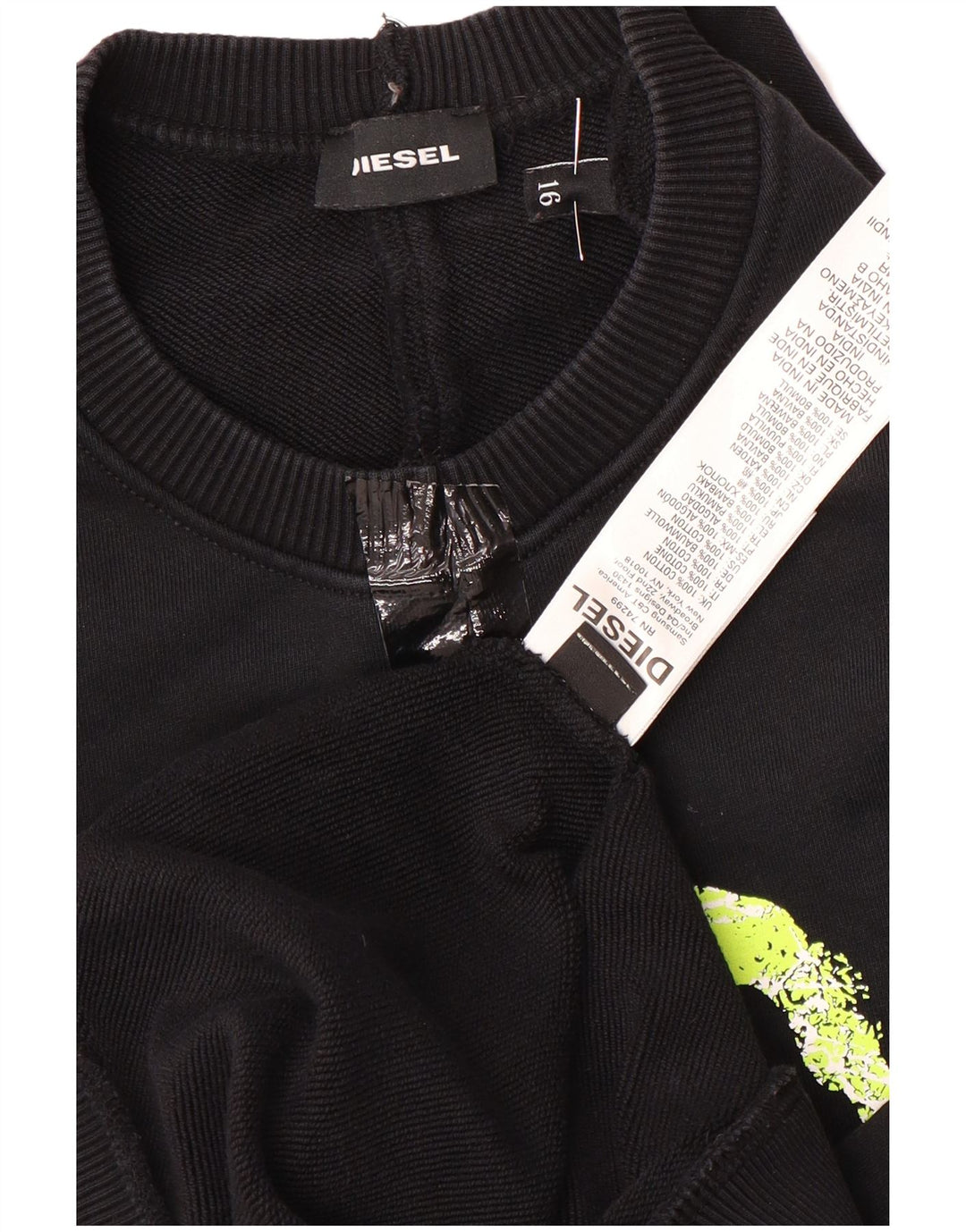 Chłopięca bluza z grafiką Diesel, 15-16 lat, czarna bawełna