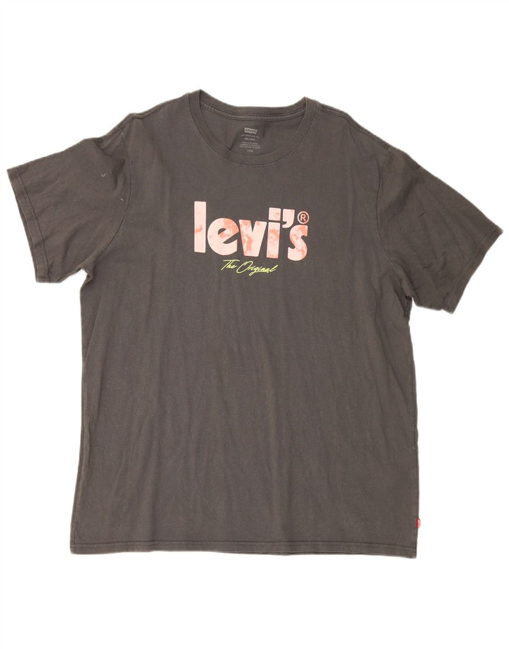 Męski T-shirt Levi's o swobodnym kroju z grafiką, duży, szary, bawełniany