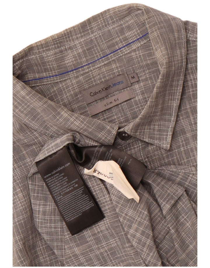 Męska koszula slim fit Calvin Klein Jeans Średnioszara bawełniana w plamki