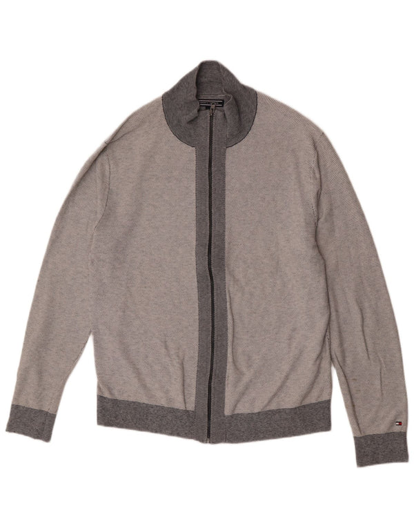 Męski sweter rozpinany Tommy Hilfiger 2XL, szara, bawełniana w bloki kolorów