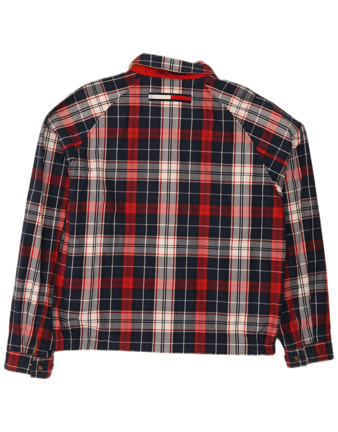 Męska dwustronna kurtka TOMMY HILFIGER UK 38 Średni granatowy nylon w kratkę