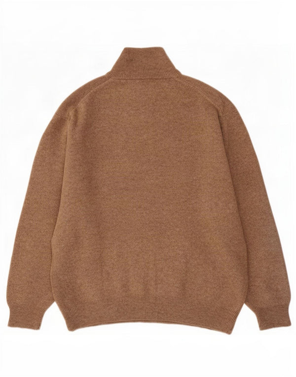 Kappa Mens Zip Neck Jumper Sweater 2XL Brown Wool