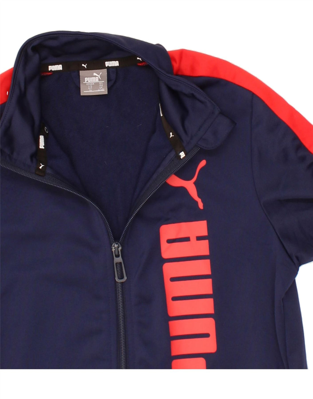 PUMA Boys Graphic Tracksuit Top Jacket 11-12 Years Navy Blue Polyester Vintage Puma and Second-Hand Puma from Messina Hembry 