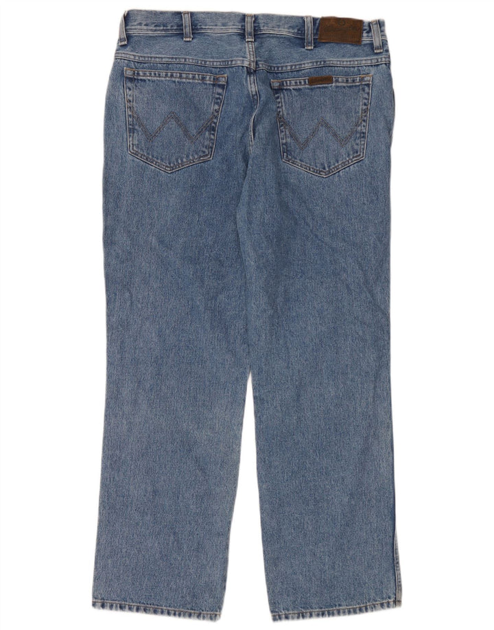 Męskie dżinsy Wrangler o prostym kroju W38 L30, niebieska bawełna