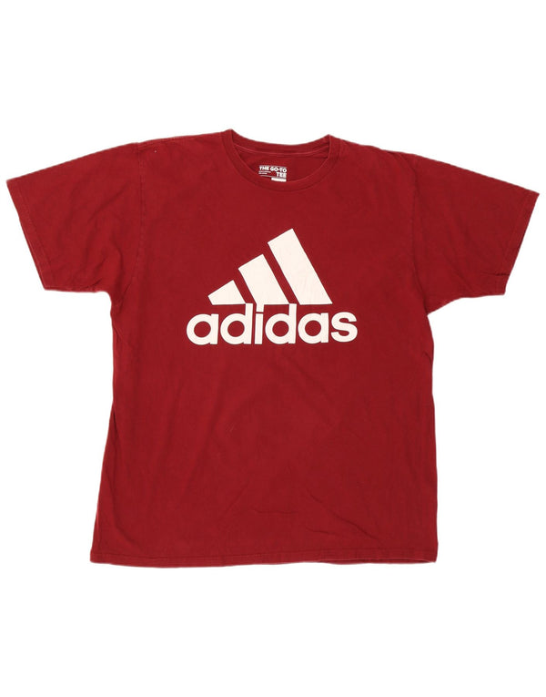 Męska koszulka z grafiką ADIDAS, XL, czerwona, bawełniana