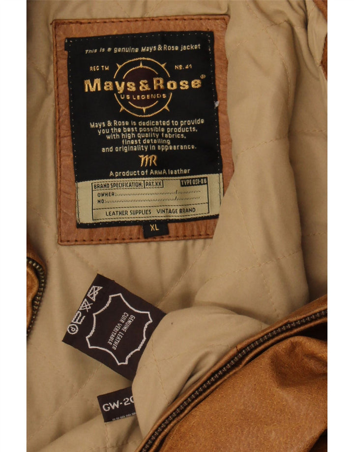Męska kurtka skórzana Mays & Rose UK 42 XL, beżowa