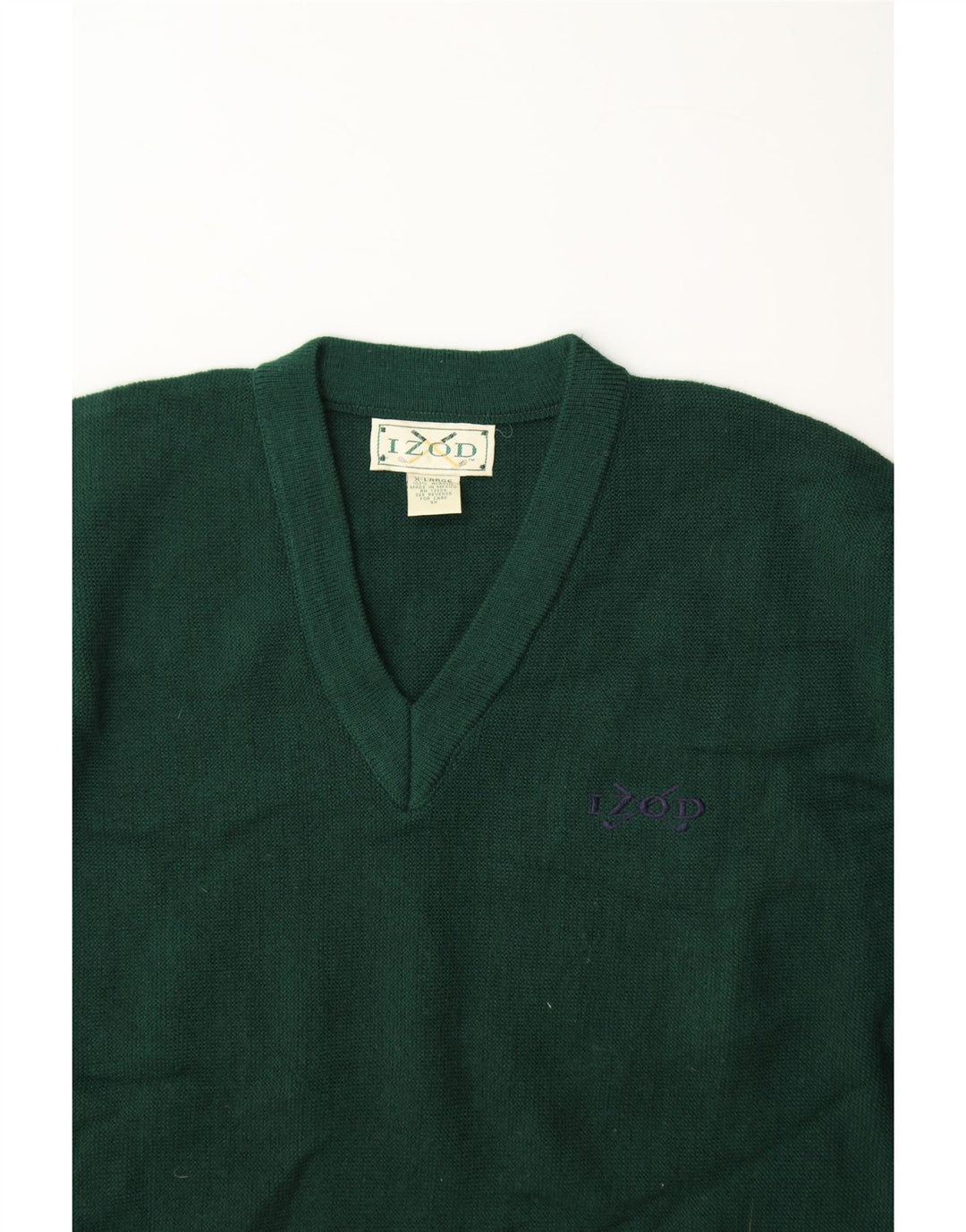 IZOD Mens V-Neck Jumper Sweater XL Green Acrylic Vintage Izod and Second-Hand Izod from Messina Hembry 