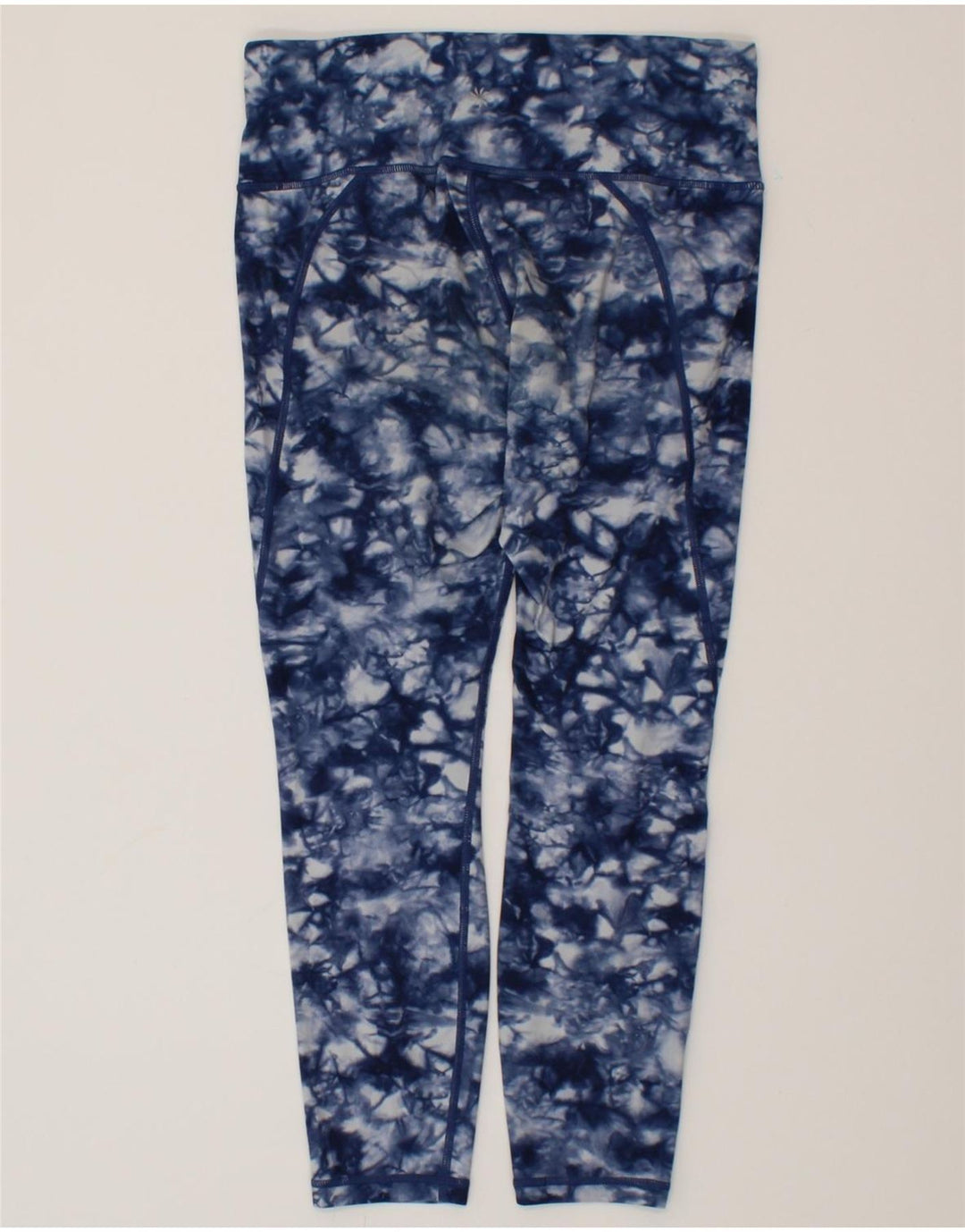 ATHLETA Womens Leggings UK 14 Medium  Navy Blue Tie Dye Polyester Vintage Athleta and Second-Hand Athleta from Messina Hembry 