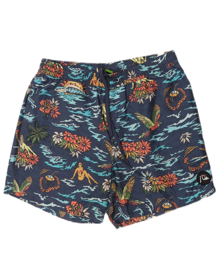 Męskie spodenki kąpielowe Quiksilver, średni granatowy, kwiatowy poliester