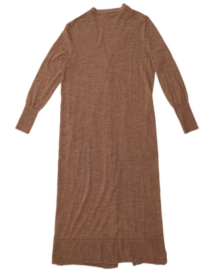 Damski sweter o przedłużonym fasonie Zara UK 14, duży, brązowy, wełniany