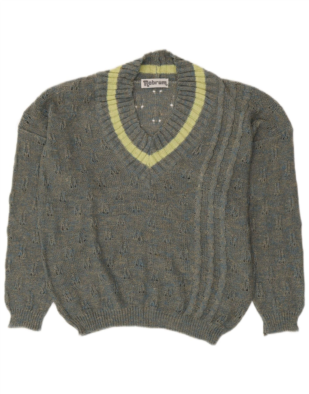 Sweter damski VINTAGE z dekoltem w kształcie litery V, UK 18 XL, szary