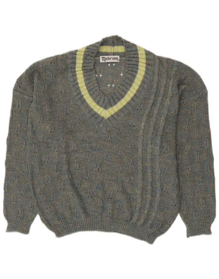 Sweter damski VINTAGE z dekoltem w kształcie litery V, UK 18 XL, szary